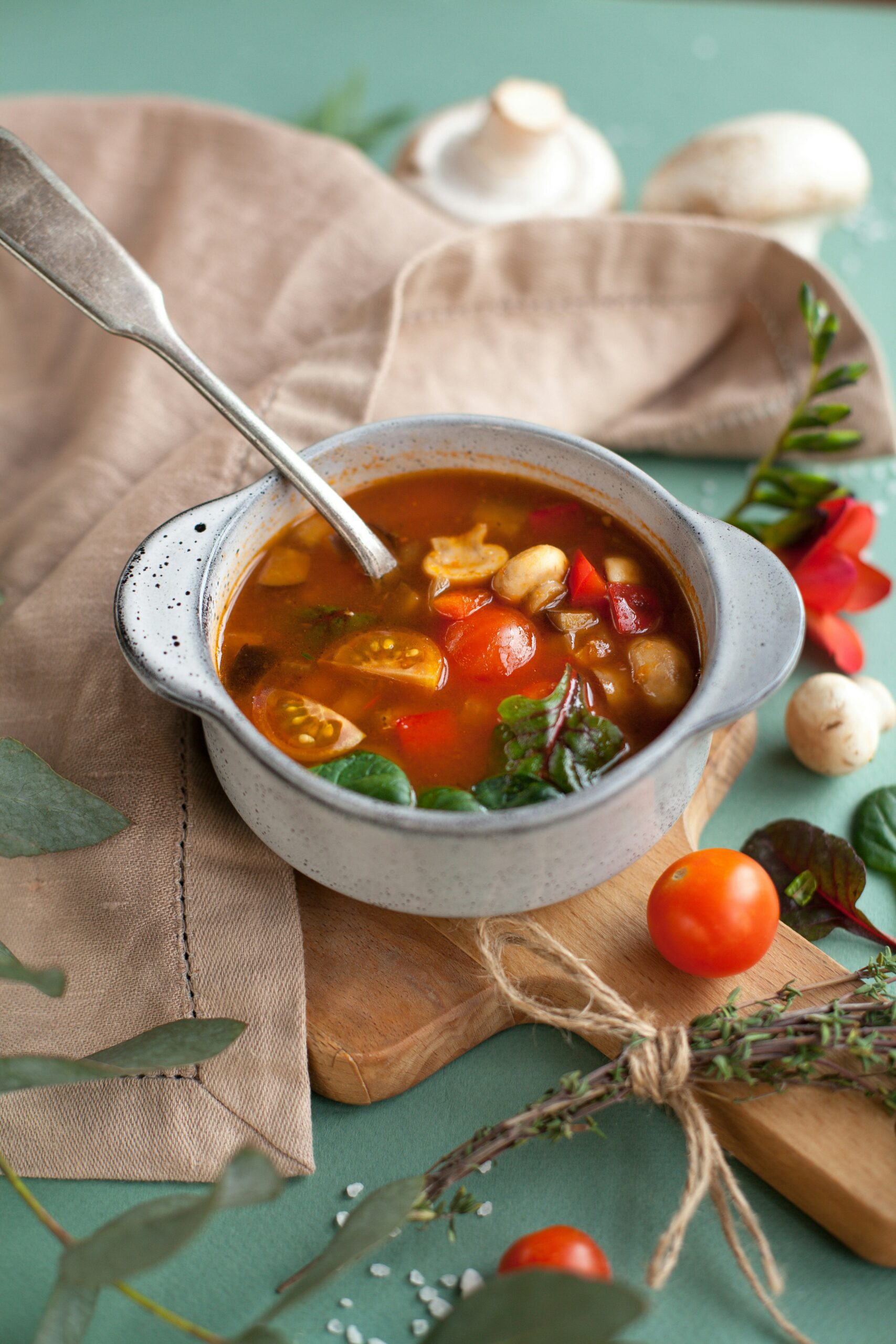 Pumpkin soup with herbal garnish